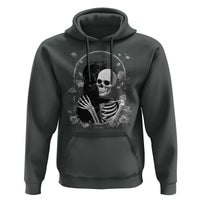Funny Full Moon Horror Art Hoodie Skeleton Hug Maine Coon Cat - Wonder Print Shop