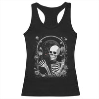 Funny Full Moon Horror Art Racerback Tank Top Skeleton Hug Maine Coon Cat - Wonder Print Shop