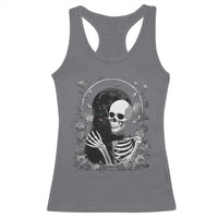 Funny Full Moon Horror Art Racerback Tank Top Skeleton Hug Maine Coon Cat - Wonder Print Shop