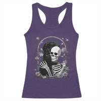 Funny Full Moon Horror Art Racerback Tank Top Skeleton Hug Maine Coon Cat - Wonder Print Shop