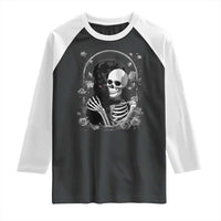 Funny Full Moon Horror Art Raglan Shirt Skeleton Hug Maine Coon Cat - Wonder Print Shop