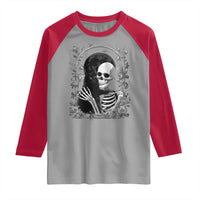 Funny Full Moon Horror Art Raglan Shirt Skeleton Hug Maine Coon Cat - Wonder Print Shop