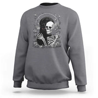 Funny Full Moon Horror Art Sweatshirt Skeleton Hug Maine Coon Cat - Wonder Print Shop