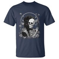 Funny Full Moon Horror Art T Shirt Skeleton Hug Maine Coon Cat - Wonder Print Shop