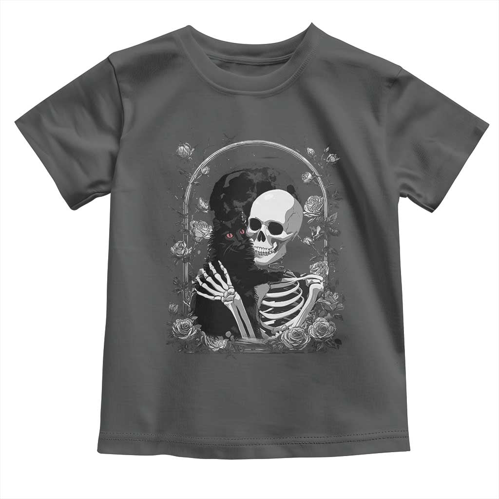 Funny Full Moon Horror Art Toddler T Shirt Skeleton Hug Maine Coon Cat - Wonder Print Shop