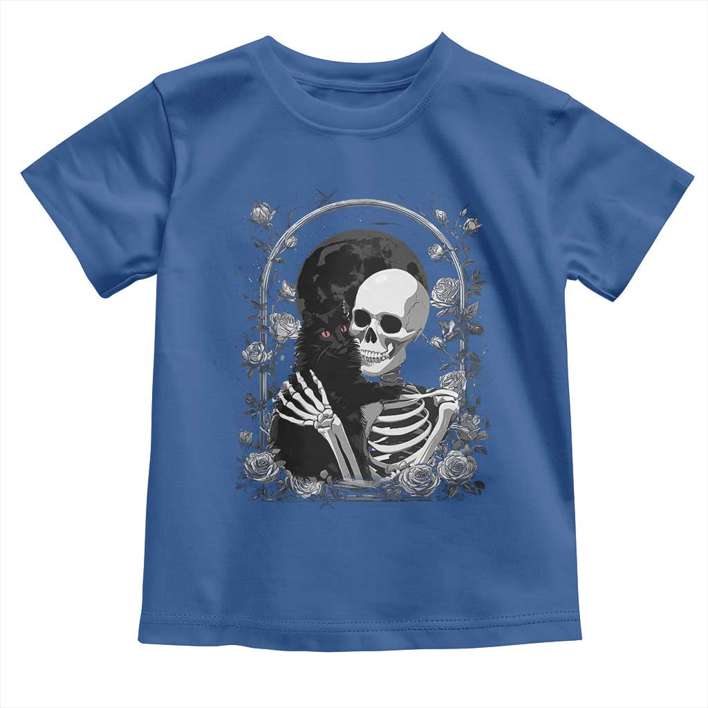 Funny Full Moon Horror Art Toddler T Shirt Skeleton Hug Maine Coon Cat - Wonder Print Shop