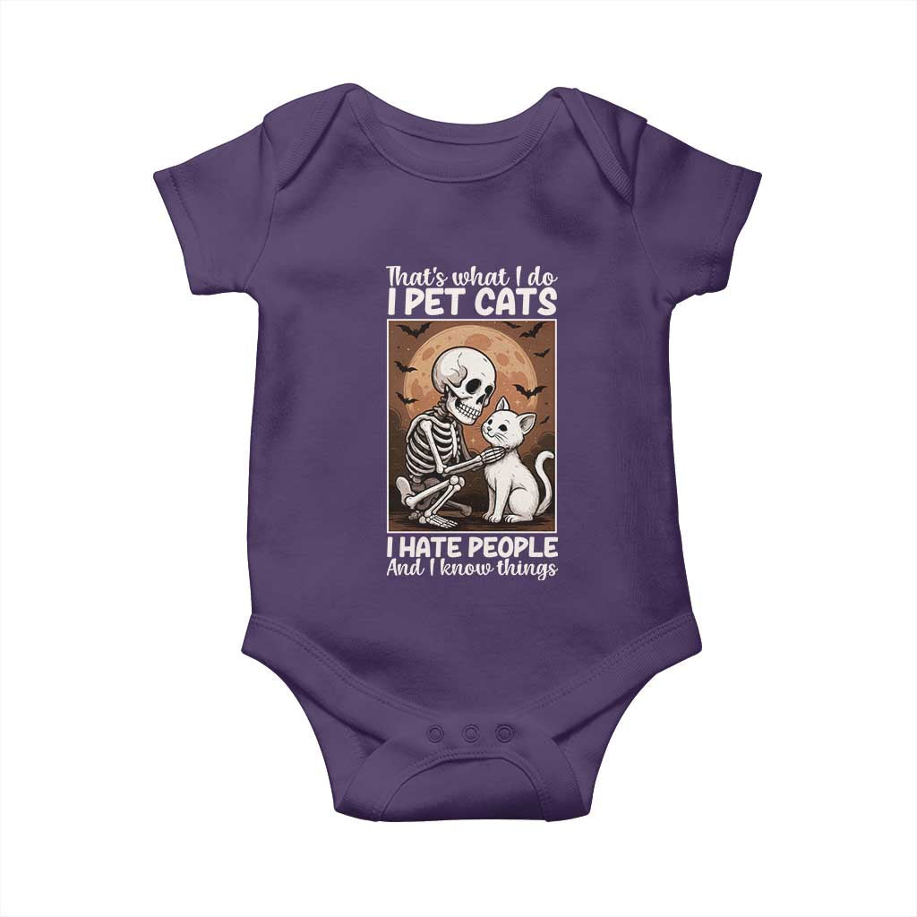 Funny Skeleton Cat Baby Onesie Thats What I Do I Pet Cats I Hate People And I Know Things - Wonder Print Shop