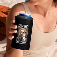 Funny Skeleton Cat 4 in 1 Can Cooler Tumbler Thats What I Do I Pet Cats I Hate People And I Know Things