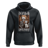 Funny Skeleton Cat Hoodie Thats What I Do I Pet Cats I Hate People And I Know Things - Wonder Print Shop