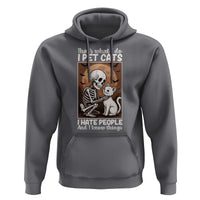 Funny Skeleton Cat Hoodie Thats What I Do I Pet Cats I Hate People And I Know Things - Wonder Print Shop
