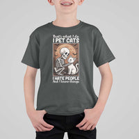 Funny Skeleton Cat T Shirt For Kid Thats What I Do I Pet Cats I Hate People And I Know Things - Wonder Print Shop