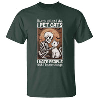 Funny Skeleton Cat T Shirt Thats What I Do I Pet Cats I Hate People And I Know Things - Wonder Print Shop