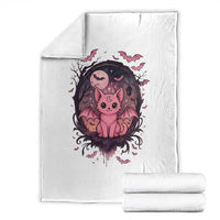 Cute Pastel Goth Bat Cat Throw Blanket Funny Gothic Halloween Art - Wonder Print Shop