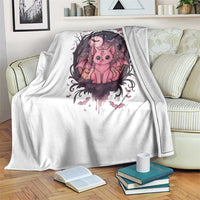 Cute Pastel Goth Bat Cat Throw Blanket Funny Gothic Halloween Art - Wonder Print Shop