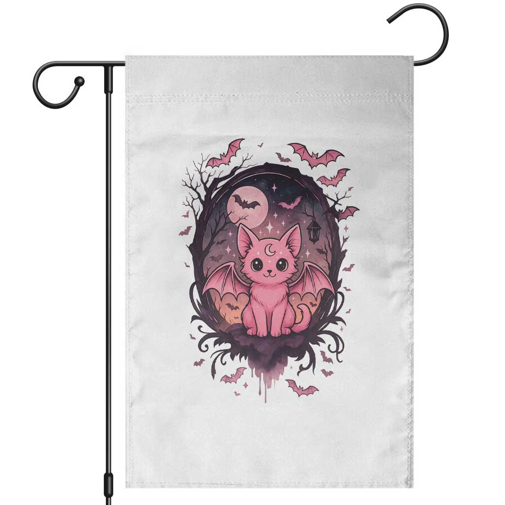 Cute Pastel Goth Bat Cat Garden Flag Funny Gothic Halloween Art - Wonder Print Shop