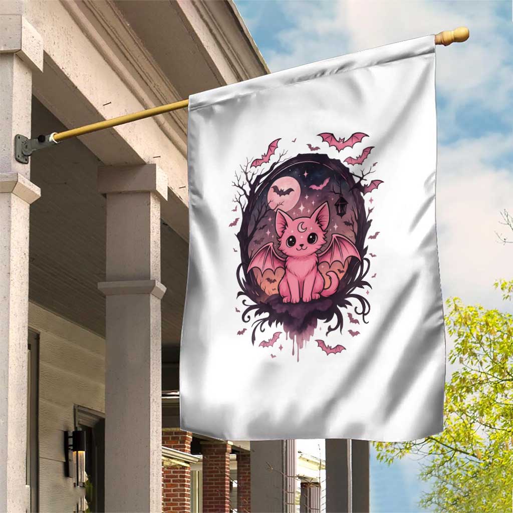 Cute Pastel Goth Bat Cat Garden Flag Funny Gothic Halloween Art - Wonder Print Shop