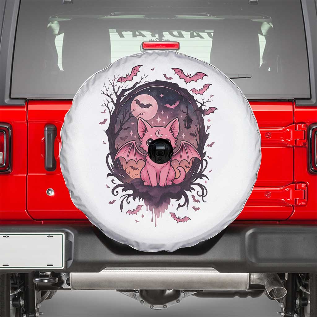 Cute Pastel Goth Bat Cat Spare Tire Cover Funny Gothic Halloween Art - Wonder Print Shop