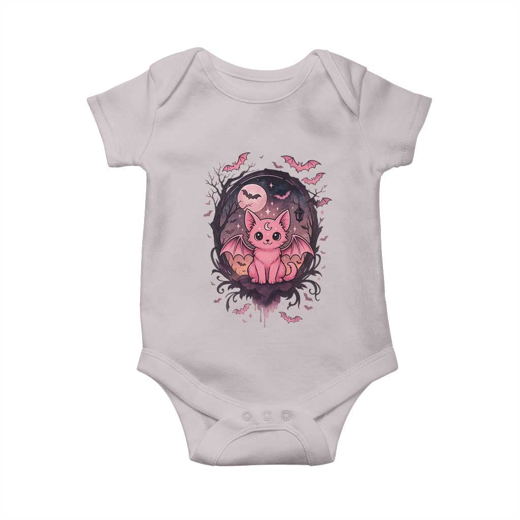Cute Pastel Goth Bat Cat Baby Onesie Funny Gothic Halloween Art - Wonder Print Shop
