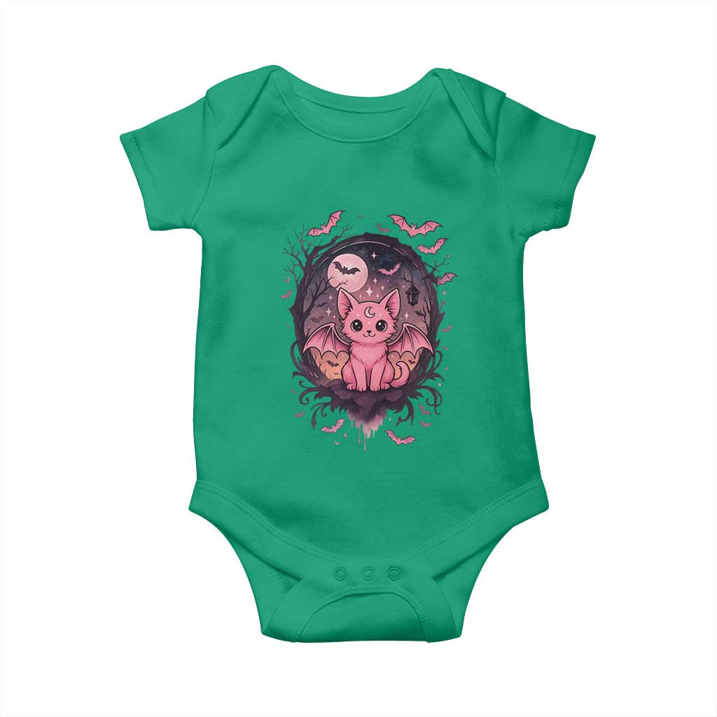 Cute Pastel Goth Bat Cat Baby Onesie Funny Gothic Halloween Art - Wonder Print Shop