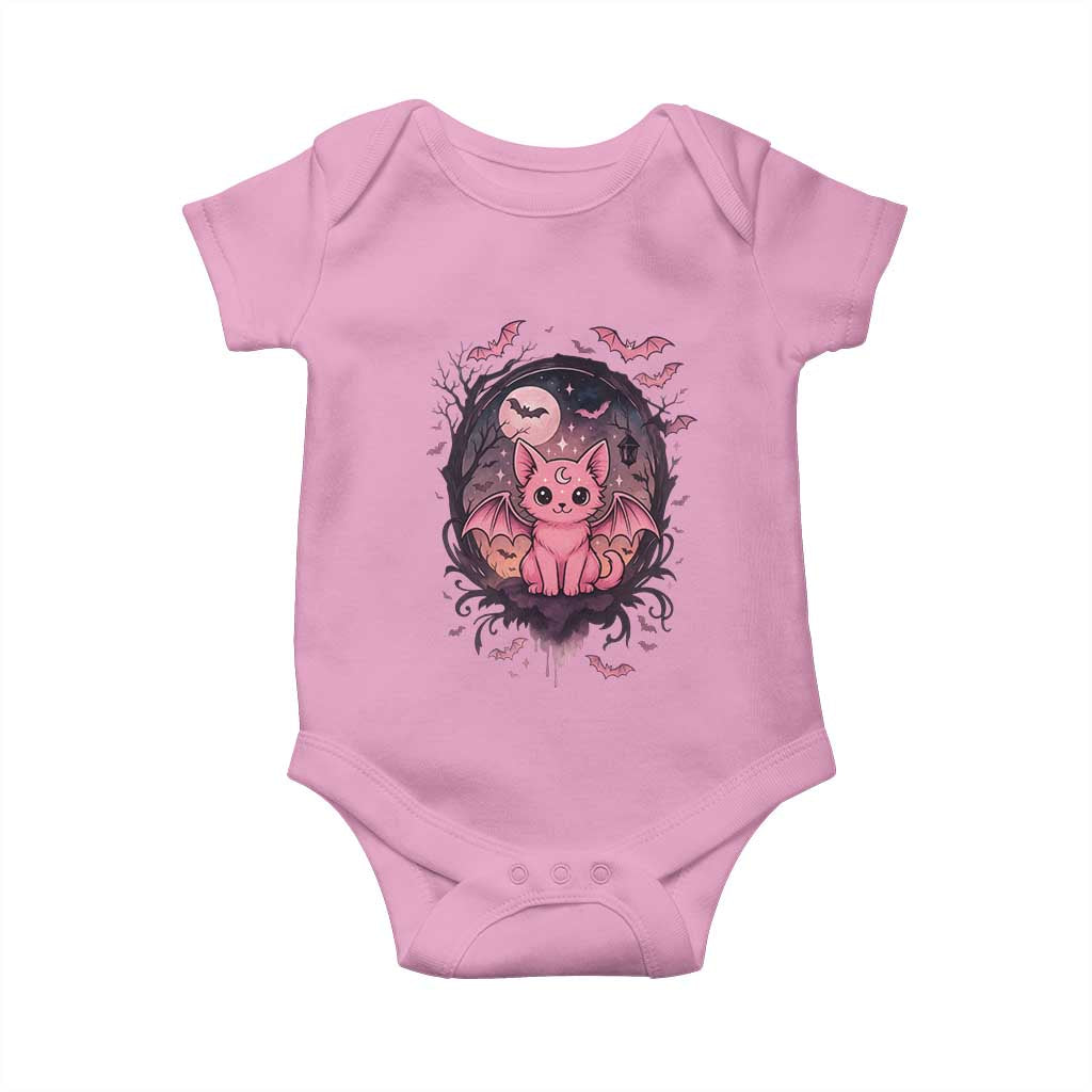 Cute Pastel Goth Bat Cat Baby Onesie Funny Gothic Halloween Art - Wonder Print Shop