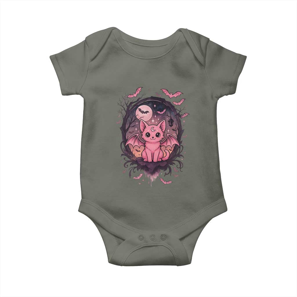 Cute Pastel Goth Bat Cat Baby Onesie Funny Gothic Halloween Art - Wonder Print Shop