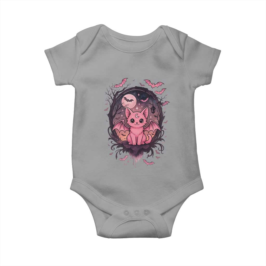 Cute Pastel Goth Bat Cat Baby Onesie Funny Gothic Halloween Art - Wonder Print Shop