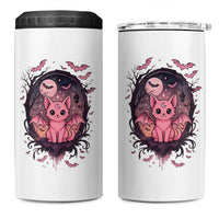 Cute Pastel Goth Bat Cat 4 in 1 Can Cooler Tumbler Funny Gothic Halloween Art
