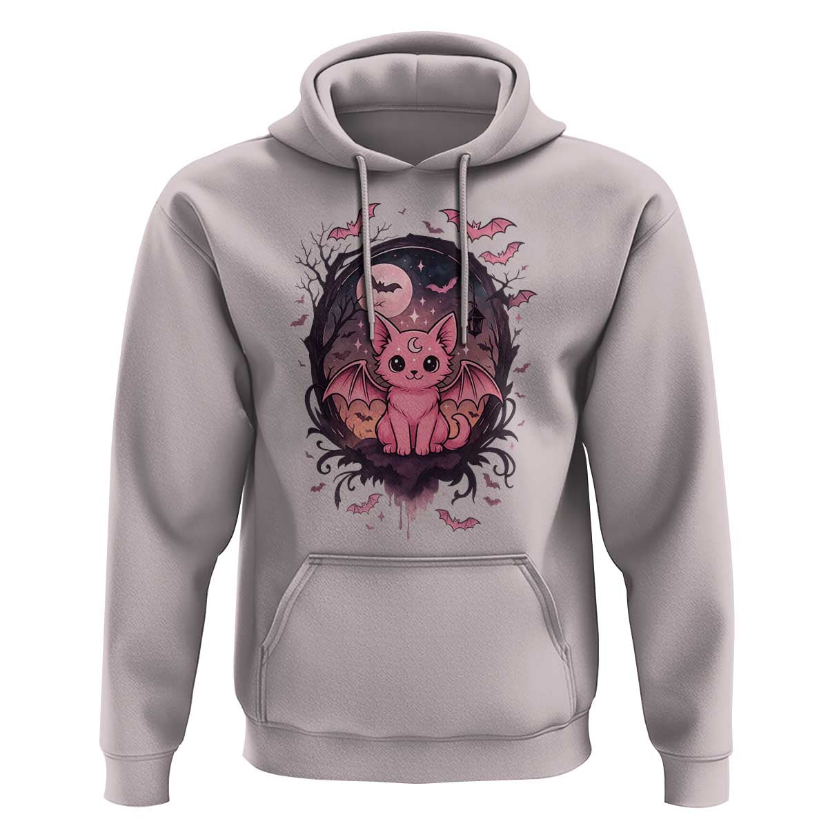 Cute Pastel Goth Bat Cat Hoodie Funny Gothic Halloween Art - Wonder Print Shop