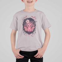 Cute Pastel Goth Bat Cat T Shirt For Kid Funny Gothic Halloween Art - Wonder Print Shop