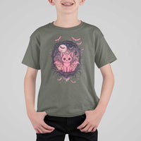 Cute Pastel Goth Bat Cat T Shirt For Kid Funny Gothic Halloween Art - Wonder Print Shop