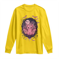 Cute Pastel Goth Bat Cat Long Sleeve Shirt Funny Gothic Halloween Art - Wonder Print Shop