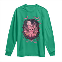 Cute Pastel Goth Bat Cat Long Sleeve Shirt Funny Gothic Halloween Art - Wonder Print Shop