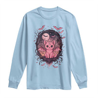 Cute Pastel Goth Bat Cat Long Sleeve Shirt Funny Gothic Halloween Art - Wonder Print Shop