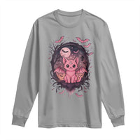 Cute Pastel Goth Bat Cat Long Sleeve Shirt Funny Gothic Halloween Art - Wonder Print Shop