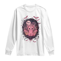 Cute Pastel Goth Bat Cat Long Sleeve Shirt Funny Gothic Halloween Art - Wonder Print Shop