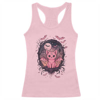 Cute Pastel Goth Bat Cat Racerback Tank Top Funny Gothic Halloween Art - Wonder Print Shop
