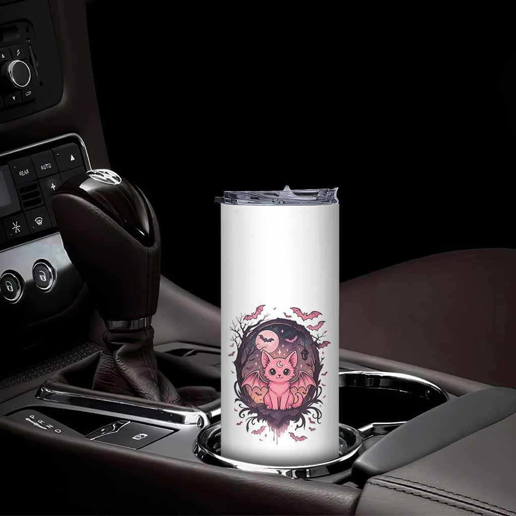 Cute Pastel Goth Bat Cat Skinny Tumbler Funny Gothic Halloween Art