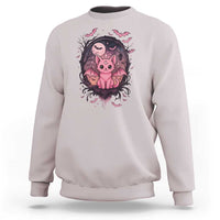 Cute Pastel Goth Bat Cat Sweatshirt Funny Gothic Halloween Art - Wonder Print Shop