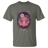 Cute Pastel Goth Bat Cat T Shirt Funny Gothic Halloween Art - Wonder Print Shop