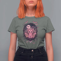 Cute Pastel Goth Bat Cat T Shirt For Women Funny Gothic Halloween Art - Wonder Print Shop