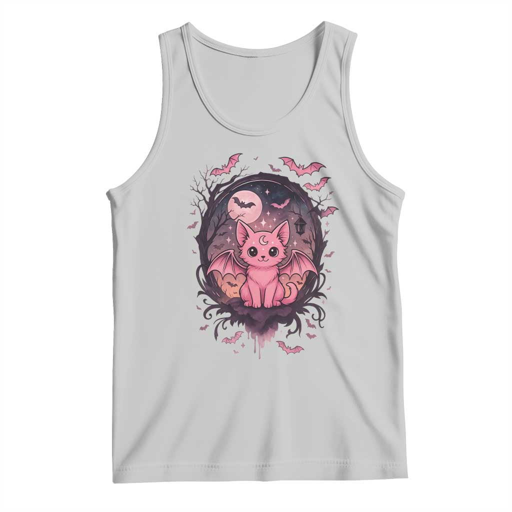 Cute Pastel Goth Bat Cat Tank Top Funny Gothic Halloween Art - Wonder Print Shop