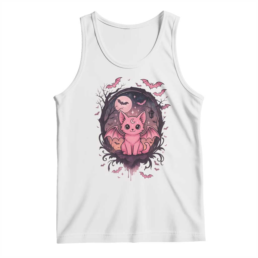 Cute Pastel Goth Bat Cat Tank Top Funny Gothic Halloween Art - Wonder Print Shop