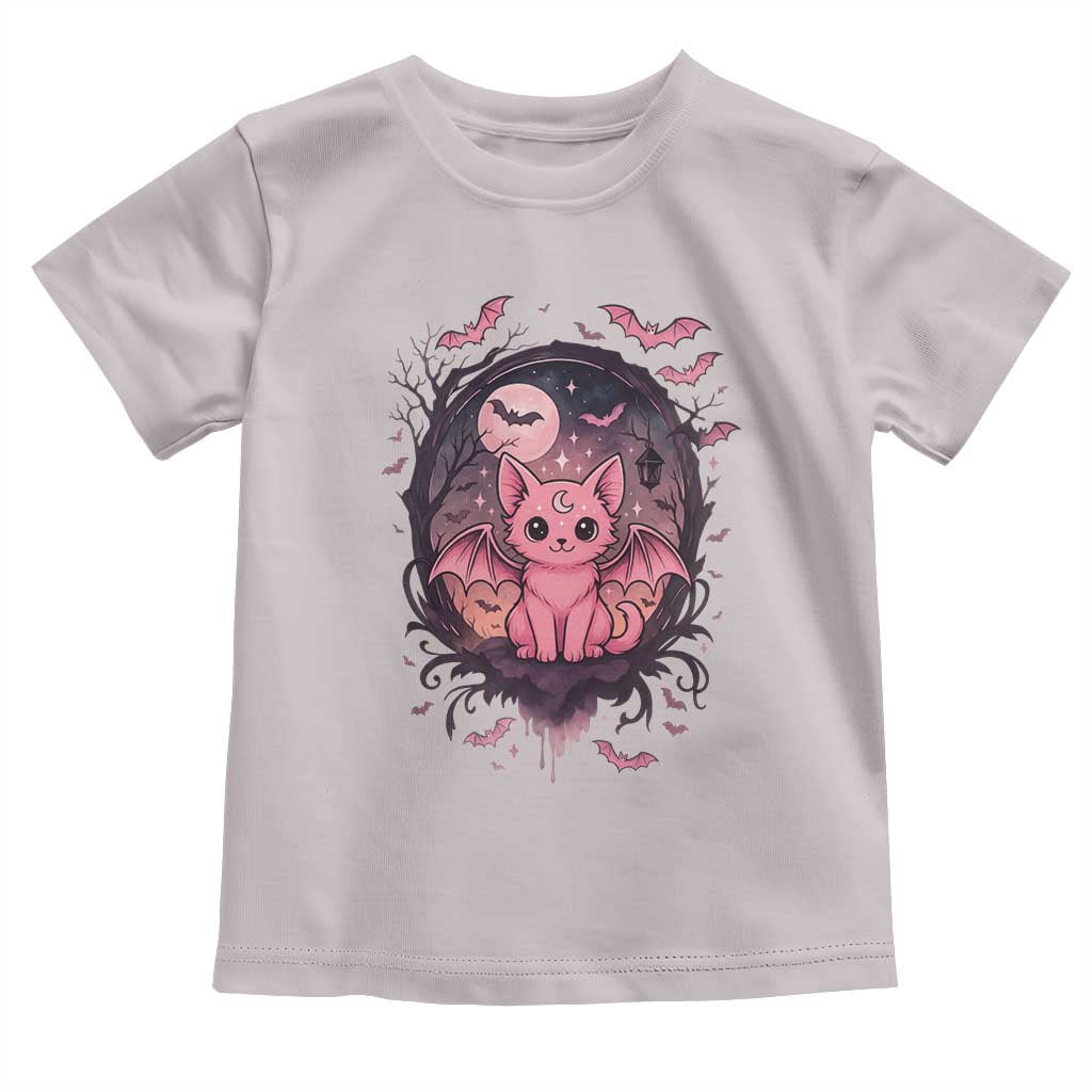 Cute Pastel Goth Bat Cat Toddler T Shirt Funny Gothic Halloween Art - Wonder Print Shop