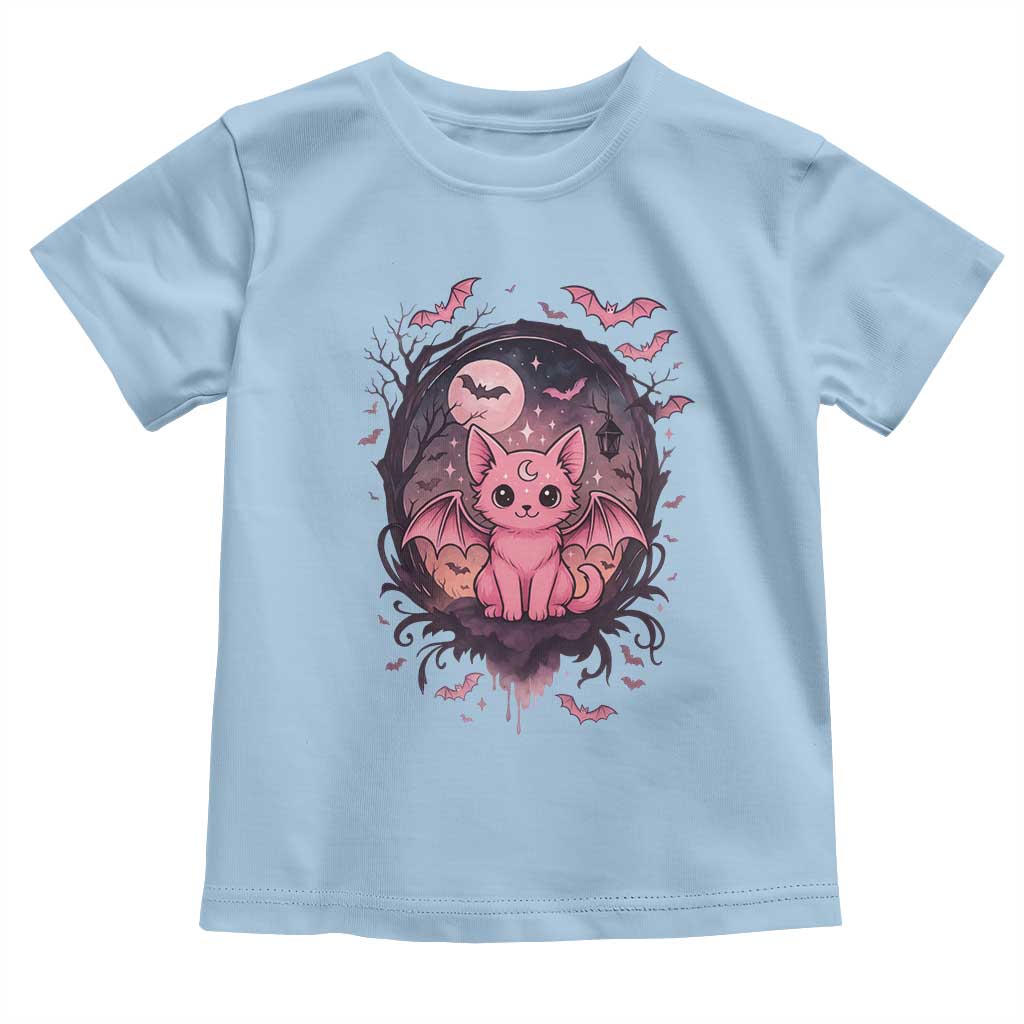 Cute Pastel Goth Bat Cat Toddler T Shirt Funny Gothic Halloween Art - Wonder Print Shop