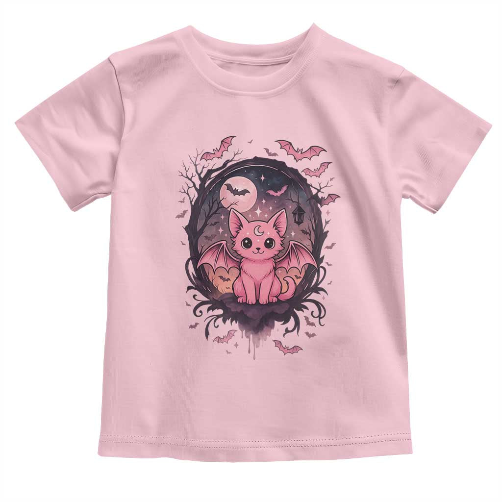 Cute Pastel Goth Bat Cat Toddler T Shirt Funny Gothic Halloween Art - Wonder Print Shop