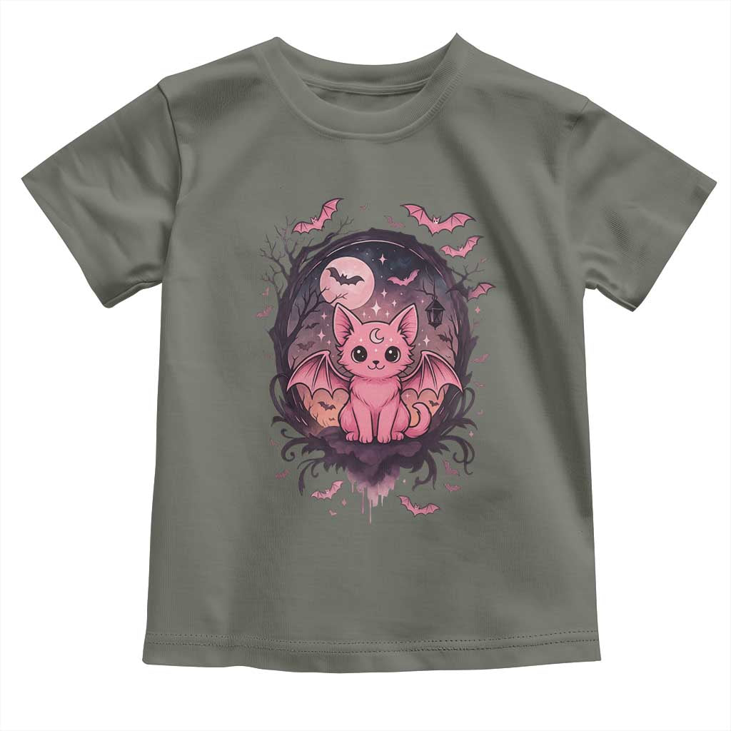 Cute Pastel Goth Bat Cat Toddler T Shirt Funny Gothic Halloween Art - Wonder Print Shop