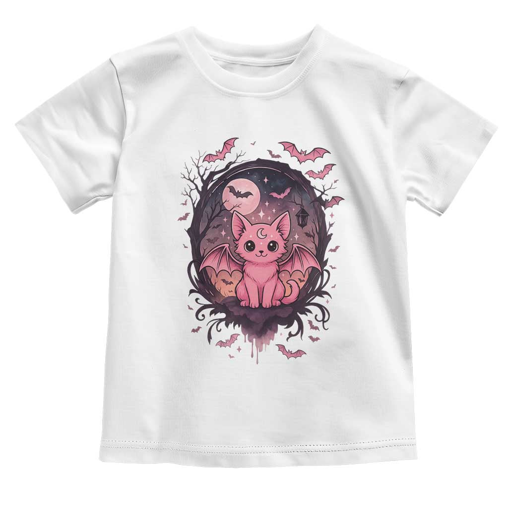 Cute Pastel Goth Bat Cat Toddler T Shirt Funny Gothic Halloween Art - Wonder Print Shop
