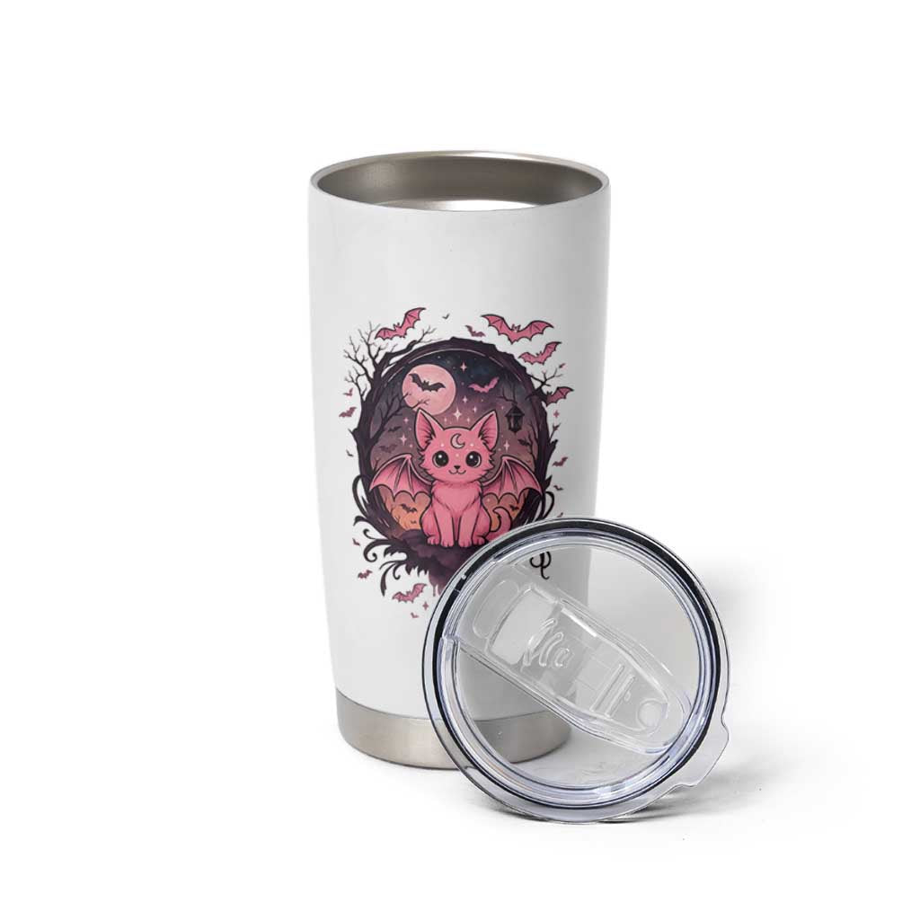 Cute Pastel Goth Bat Cat Tumbler Cup Funny Gothic Halloween Art