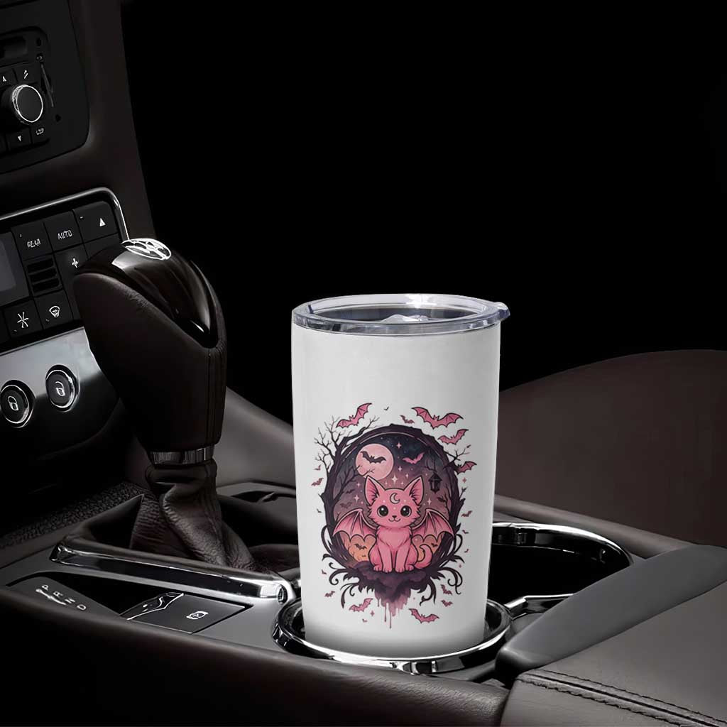 Cute Pastel Goth Bat Cat Tumbler Cup Funny Gothic Halloween Art