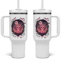 Cute Pastel Goth Bat Cat Tumbler With Handle Funny Gothic Halloween Art